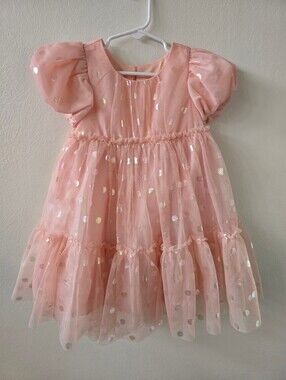 Bonnie Baby Baby Girls Puff Sleeved Foiled Dot Mesh Party Dress 24 Months